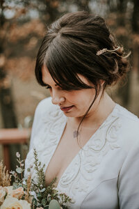plunging neckline ballgown wedding dress with pockets