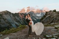 Happy Couple in front of Mount Shuksan by wedding coordinator near me