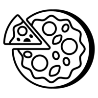 Icon of thin crust pizza and a slice