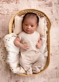 Newborn baby in basket – Summerside, Edmonton photography session