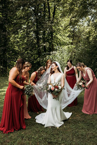 Bride and groom having fun on their reception