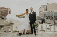 Intimate biracial wedding in midtown downtown Reno, Nevada. Bride is wearing Hayley Paige from Swoon Bridal