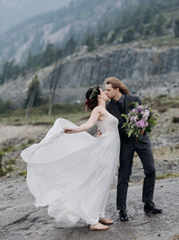 rainy abraham lake boho wedding nordegg wedding photographers bride groom portraits