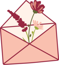 illustration of envelope with flower icon