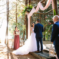 Bride & Groom facing each other while committing their vows to each other.