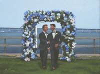 Two grooms on their wedding day