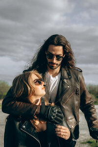 Couple giving back hug in Brazil, Indiana