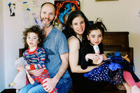 Family photography session in Colorado with family in home