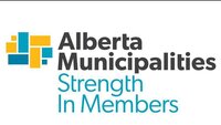 Alberta Municipalities logo highlighting a leadership speaking engagement with over 100 members in attendance