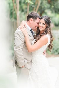 Bride and groom walk up memorial steps at their DC wedding