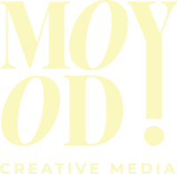 ALT: Moody Creative Media's secondary logo stacked in a soft yellow color