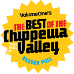 Logo with words "VolumeOne's Best of the Chippewa Valley Reader Poll"