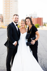 Eleanor Stenner with bride and groom at Birmingham wedding 
