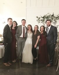 Britni Dean with friends and family on her wedding day
