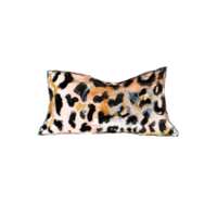 A painted leopard throw pillow.