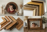 A collage of wall art and frames.
