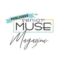 "We're published" in Senior Muse Magazine badge
