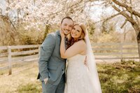 bride and groom embrace at their nashville wedding