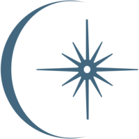 crescent moon with a burst inside