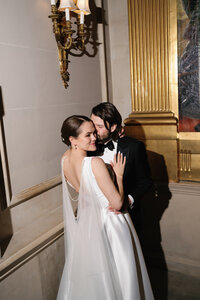 Couple shares a laugh together during their engagement session.