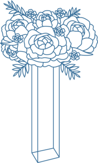 illustration of a blue floral centerpiece