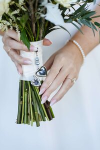 bridal bouquet with locks of cats