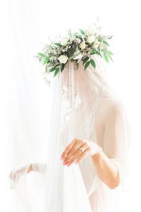 bridal boudoir with flower crown