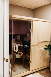 Man sitting in a sauna