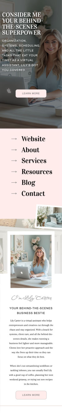 long screenshot of a website that the designer made