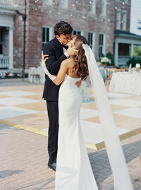 Film photography of couple first dance at wedding. 
