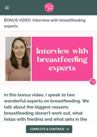 Beyond Birth course module preview. A video with lactation consultants.