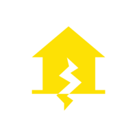 Structural damage icon bringing attention to how proper foundation venting solutions and protect your crawl space from damage. 