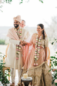 Bride and groom at Indian ceremony at Mae's Ridge Pavilion planned by Bianca Nichole and Co