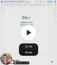 Screenshot of Erika Fitzgerald recording a Loom video walkthrough as part of a website copy audit