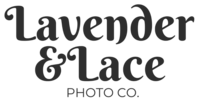 wordmark logo for photography company reading lavender and lace photo co