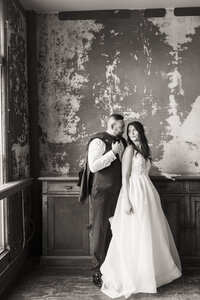 close up of happy wedding couple at halverson house in waterford wi
