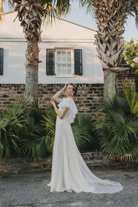 Pearl beaded wedding dress, a-line