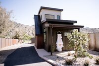 Wedding dress photo at the bungalows at zion.