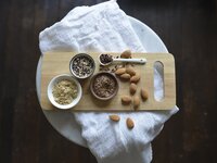 Variety of baking ingredients on a cutting board