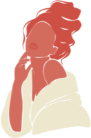 Illustration of a woman in a puffy coat that drapes over her shoulders