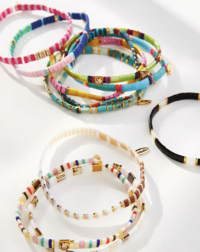 stacks of colorful bracelets
