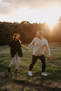couple engagement session at golden hour