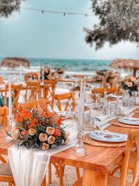 Cyprus Beach Wedding decorated with flowers and candles