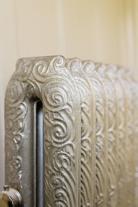 Close up details of antique radiator the perfection model by american radiator company.