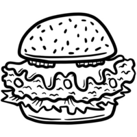 White outline drawing of a burger