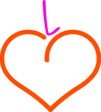 Neon orange peach outline with "L" as stem