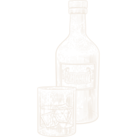 Illustration of a bottle placed beside a glass, celebrating our website in a day services.