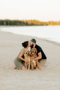 lake couples photoshoot with their dog
