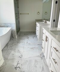 Bathroom with newly installed tile.