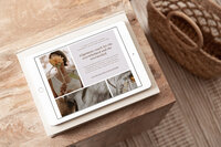 Aubre holding color swatches and smiling